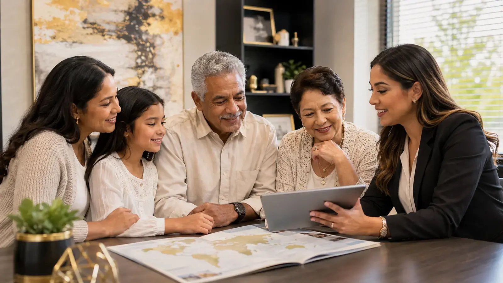 Family receiving guidance about insurance